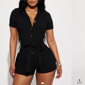 Fashion Nova Black Short Sleeve Romper